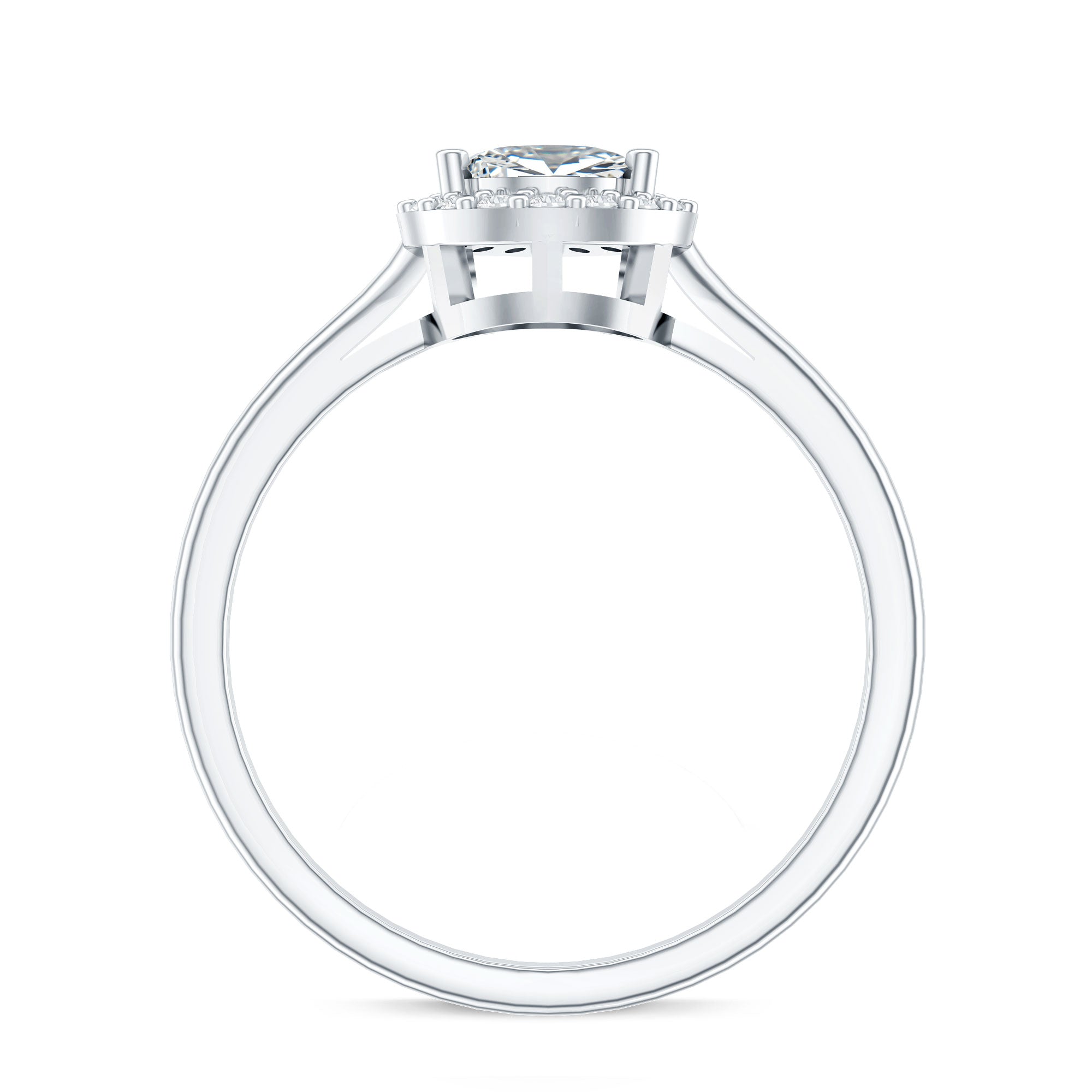 Classic Lab Grown Diamond Teardrop Engagement Ring with Halo Lab - ( EF-VS ) - Rosec Jewels