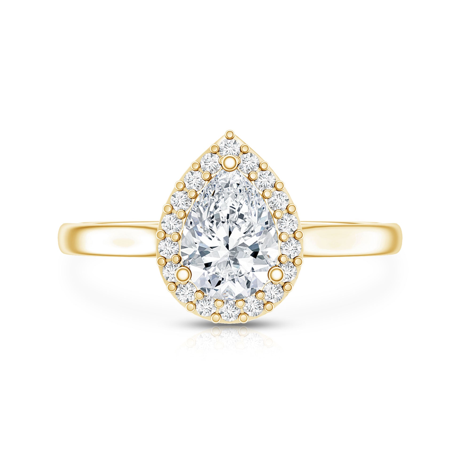 Classic Lab Grown Diamond Teardrop Engagement Ring with Halo Lab - ( EF-VS ) - Rosec Jewels