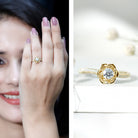 Nature Inspired Floral Engagement Ring with Lab Grown Diamond Lab - ( EF-VS ) - Rosec Jewels