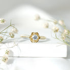 Nature Inspired Floral Engagement Ring with Lab Grown Diamond Lab - ( EF-VS ) - Rosec Jewels
