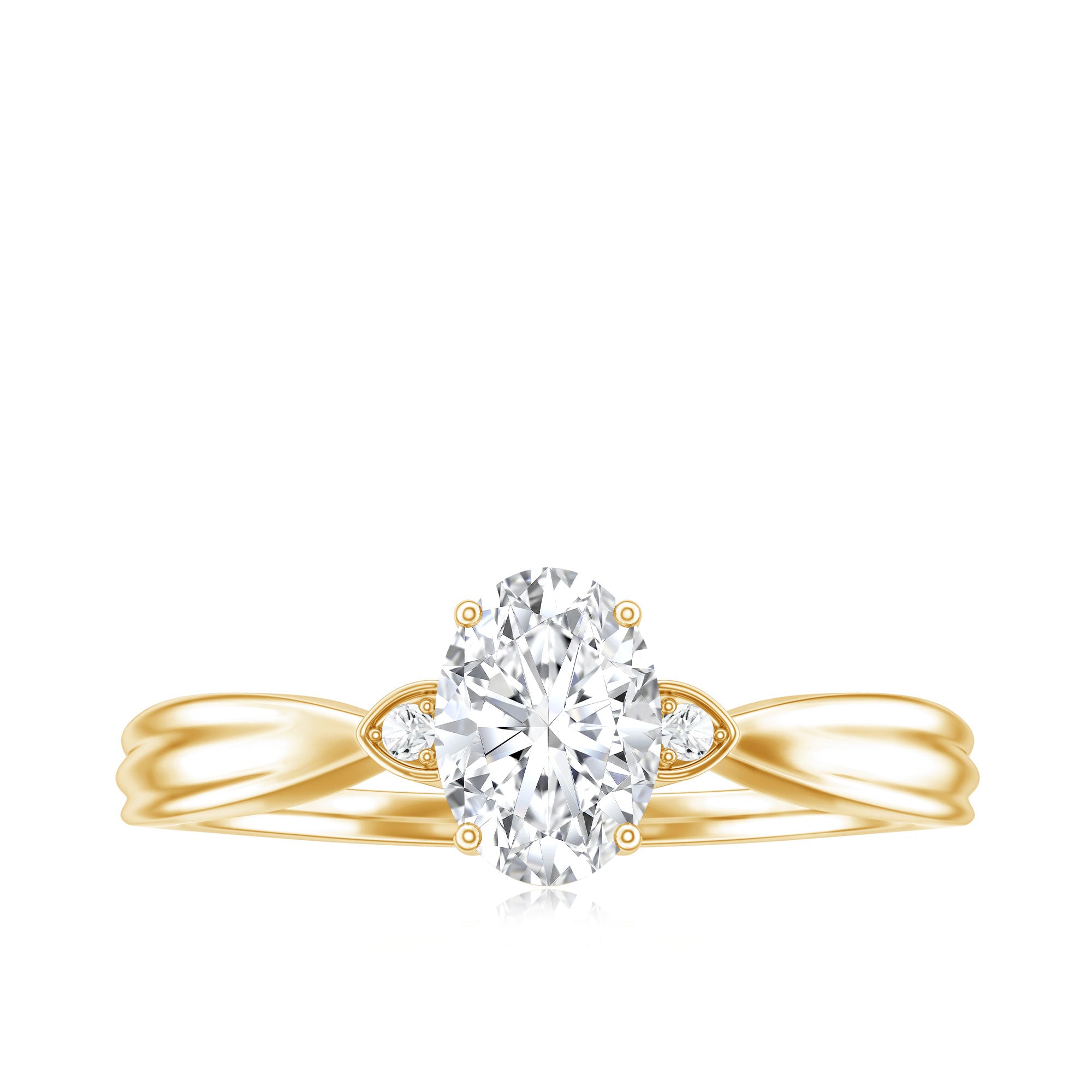Oval Lab Grown Diamond Simple Solitaire Ring Lab - ( EF-VS ) - Rosec Jewels