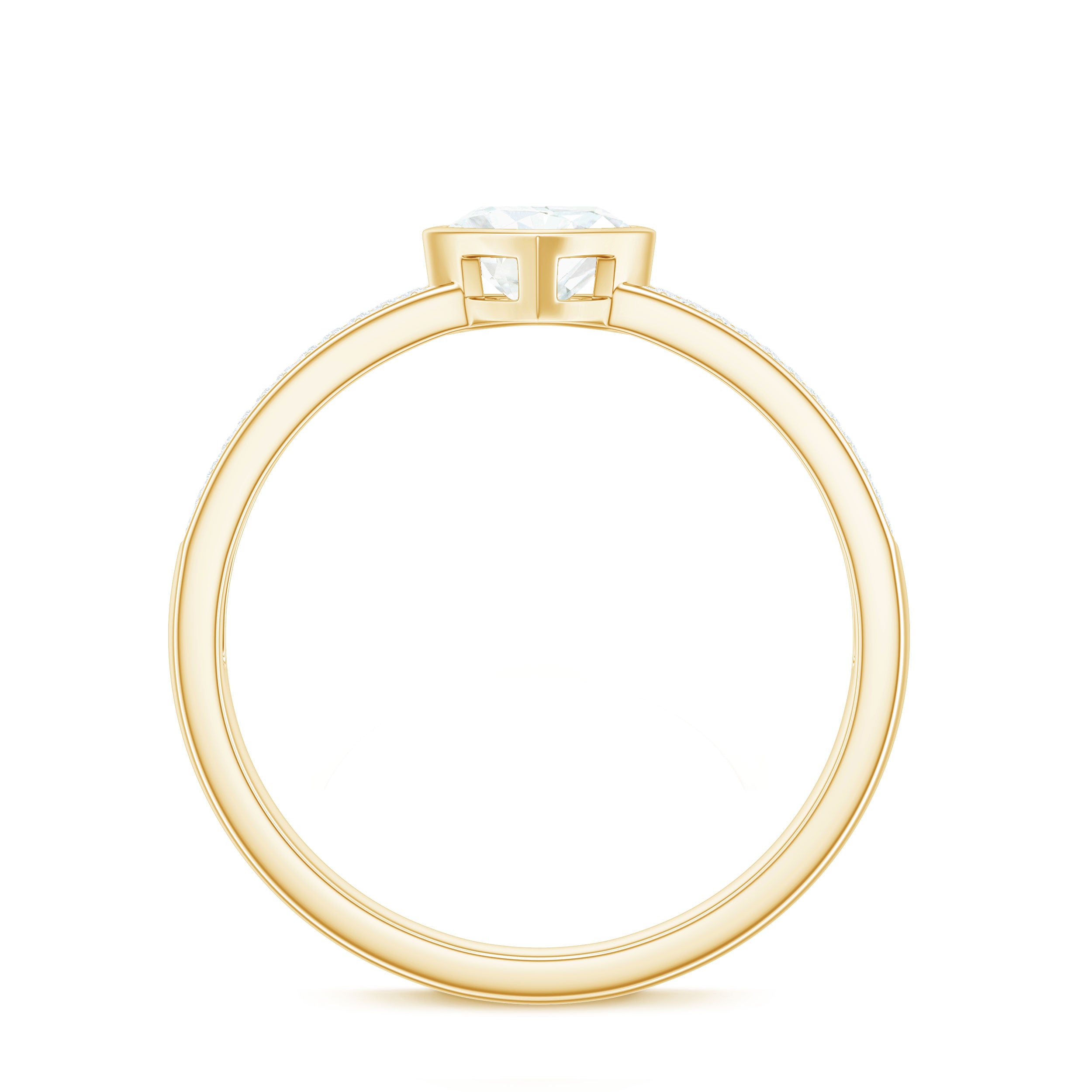 Heart Shape Lab Grown Diamond Solitaire Ring with Side Stones Lab - ( EF-VS ) - Rosec Jewels