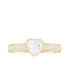 Heart Shape Lab Grown Diamond Solitaire Ring with Side Stones Lab - ( EF-VS ) - Rosec Jewels