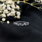 Certified Lab Grown Blue Sapphire Diamond Half Eternity Band Ring AAAA - Rosec Jewels