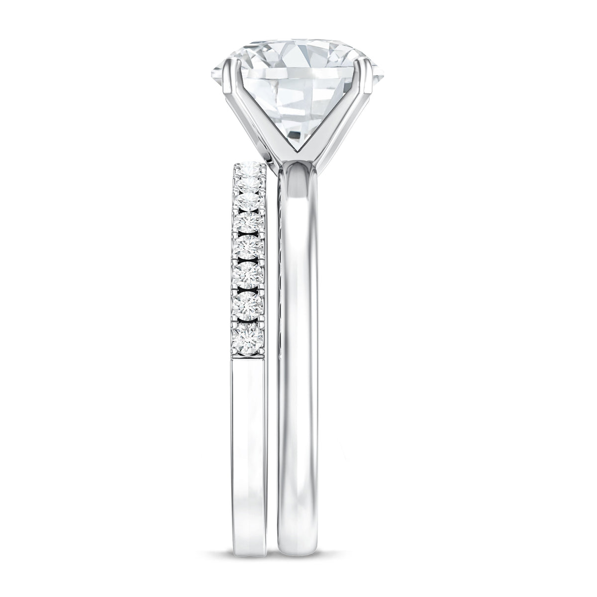 Round Shaped 3 Carat Lab Grown Diamond Solitaire Bridal Ring Set with IGI Certificate Lab - ( E-VS1 ) - Rosec Jewels