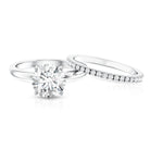 Round Shaped 3 Carat Lab Grown Diamond Solitaire Bridal Ring Set with IGI Certificate Lab - ( E-VS1 ) - Rosec Jewels