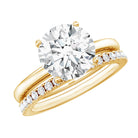 Round Shaped 3 Carat Lab Grown Diamond Solitaire Bridal Ring Set with IGI Certificate Lab - ( E-VS1 ) - Rosec Jewels