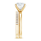 Round Shaped 3 Carat Lab Grown Diamond Solitaire Bridal Ring Set with IGI Certificate Lab - ( E-VS1 ) - Rosec Jewels