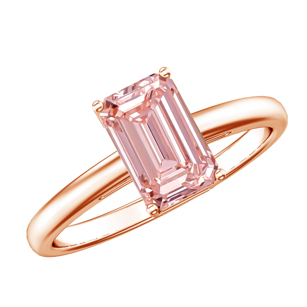 Rosec Jewels-2 Carat Lab Grown Pink Diamond Emerald Cut Solitaire Engagement Ring IGI Certified