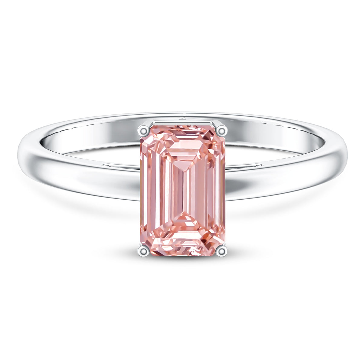 Rosec Jewels-2 Carat Lab Grown Pink Diamond Emerald Cut Solitaire Engagement Ring IGI Certified