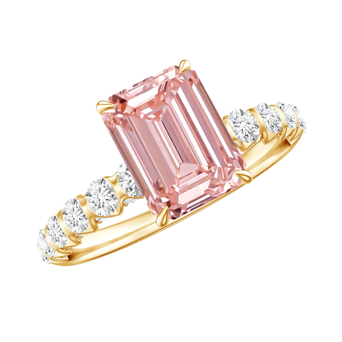 IGI Certified 2 Carat Lab Grown Pink Diamond Emerald Cut Engagement Ring Fancy Pink - VS1 - Rosec Jewels