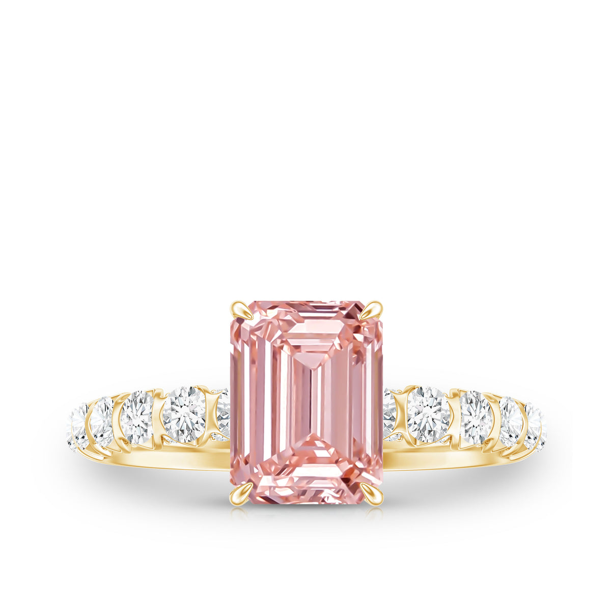 IGI Certified 2 Carat Lab Grown Pink Diamond Emerald Cut Engagement Ring Fancy Pink - VS1 - Rosec Jewels