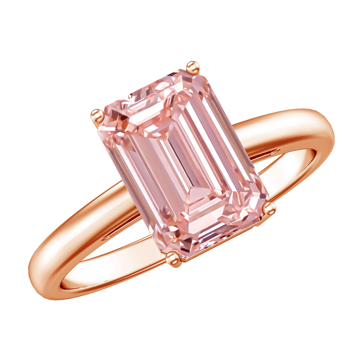 3 Carat Lab Pink Diamond Emerald Cut Solitaire Engagement Ring with IGI Certificate Fancy Pink - VS1 - Rosec Jewels