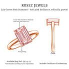 3 Carat Lab Pink Diamond Emerald Cut Solitaire Engagement Ring with IGI Certificate Fancy Pink - VS1 - Rosec Jewels