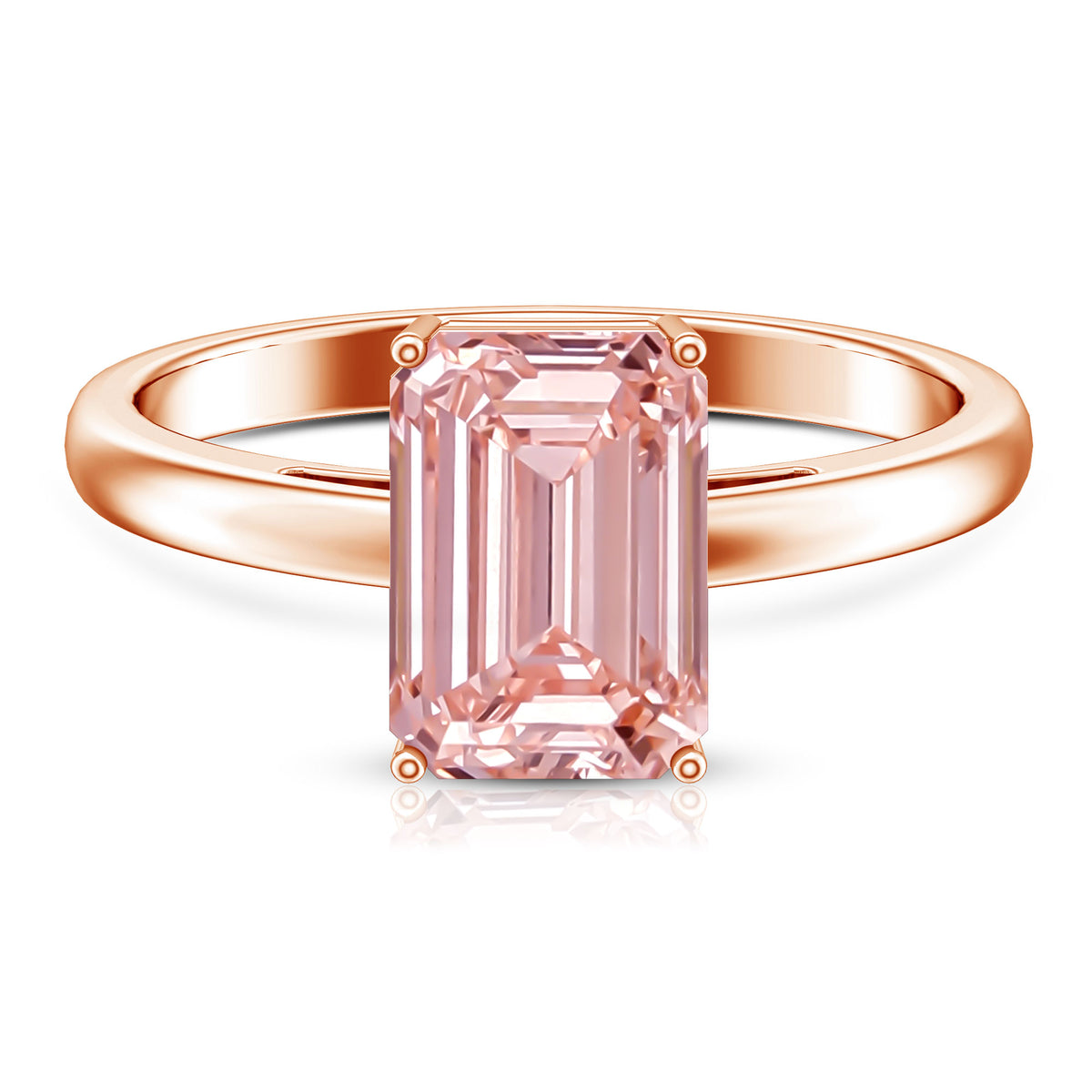 3 Carat Lab Pink Diamond Emerald Cut Solitaire Engagement Ring with IGI Certificate Fancy Pink - VS1 - Rosec Jewels