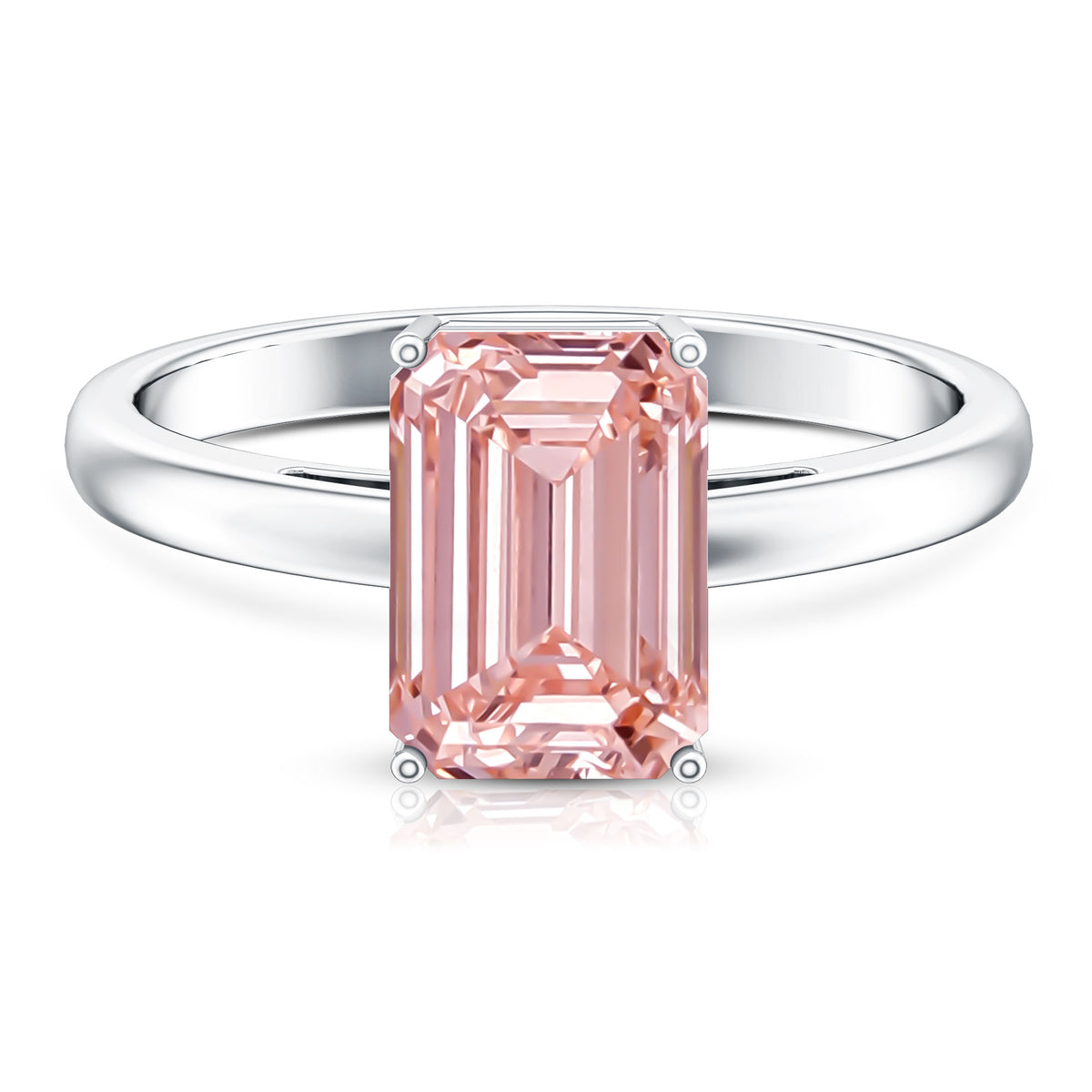 3 Carat Lab Pink Diamond Emerald Cut Solitaire Engagement Ring with IGI Certificate Fancy Pink - VS1 - Rosec Jewels