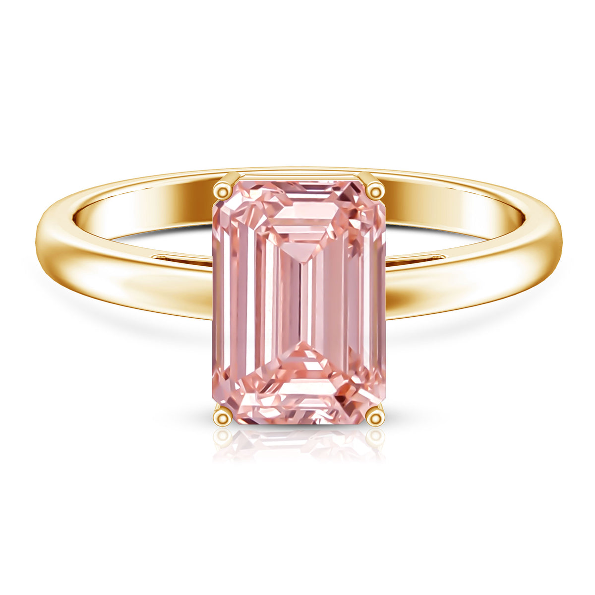 3 Carat Lab Pink Diamond Emerald Cut Solitaire Engagement Ring with IGI Certificate Fancy Pink - VS1 - Rosec Jewels