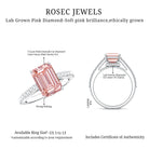 3 Carat Emerald Cut Lab Pink Diamond Hidden Halo Engagement Ring IGI Certified Fancy Pink - VS1 - Rosec Jewels