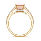 3 Carat Emerald Cut Lab Pink Diamond Hidden Halo Engagement Ring IGI Certified Fancy Pink - VS1 - Rosec Jewels
