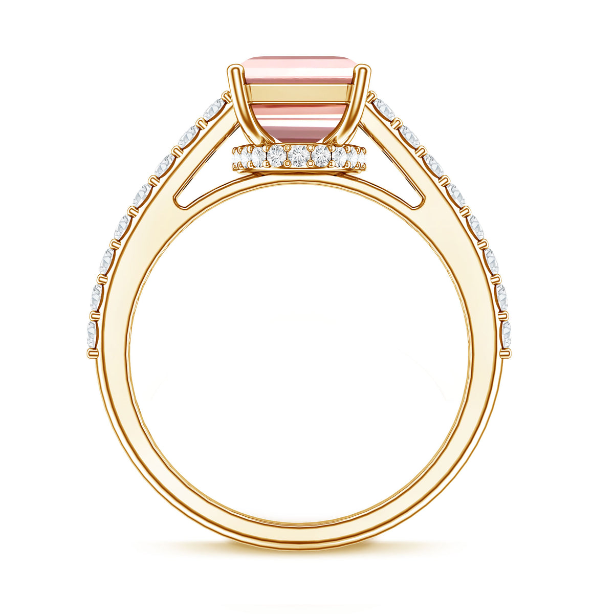 3 Carat Emerald Cut Lab Pink Diamond Hidden Halo Engagement Ring IGI Certified Fancy Pink - VS1 - Rosec Jewels