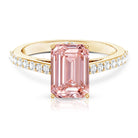 3 Carat Emerald Cut Lab Pink Diamond Hidden Halo Engagement Ring IGI Certified Fancy Pink - VS1 - Rosec Jewels