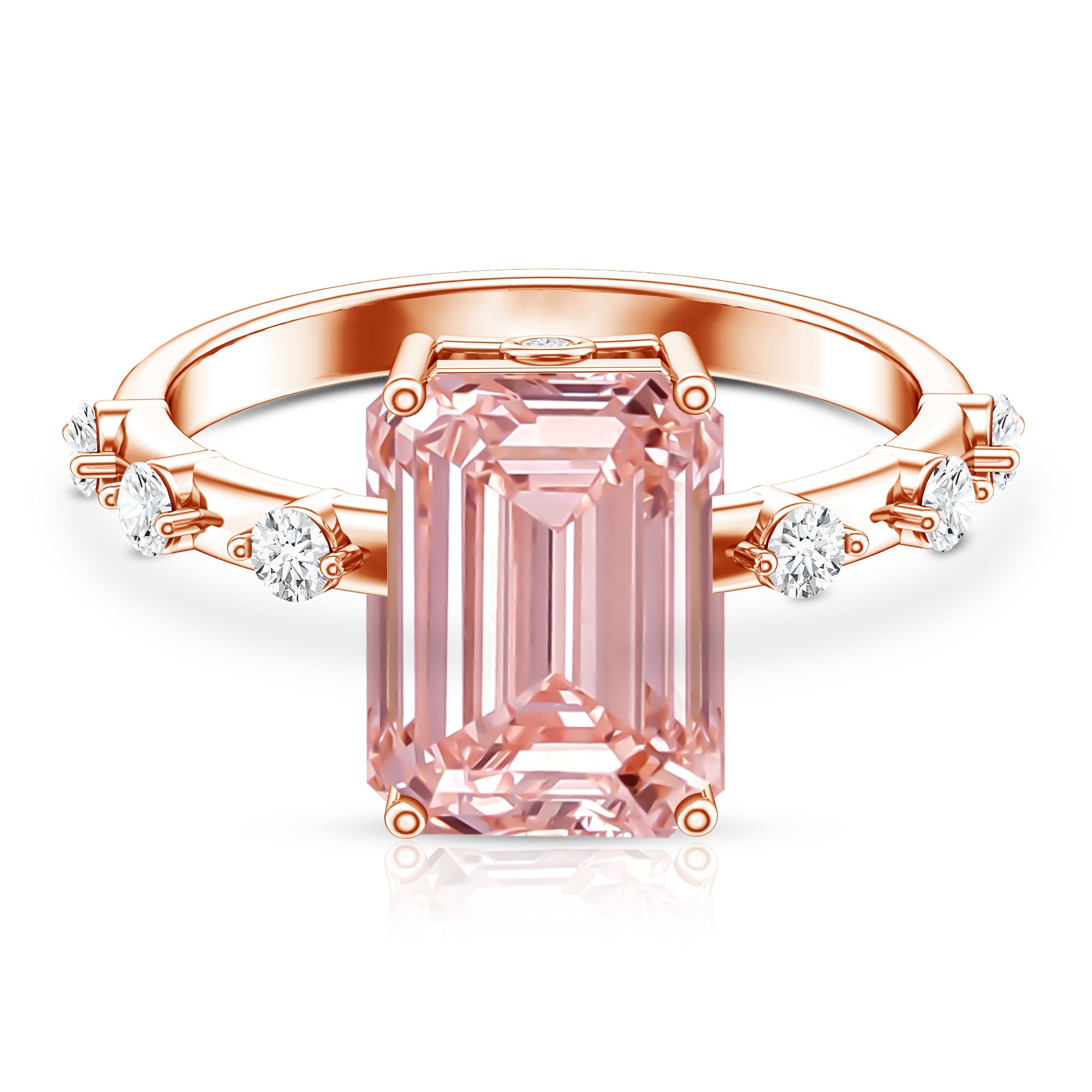 Rosec Jewels-IGI Verified 4 Carat Lab Grown Pink Diamond Emerald Cut Engagement Ring for Women