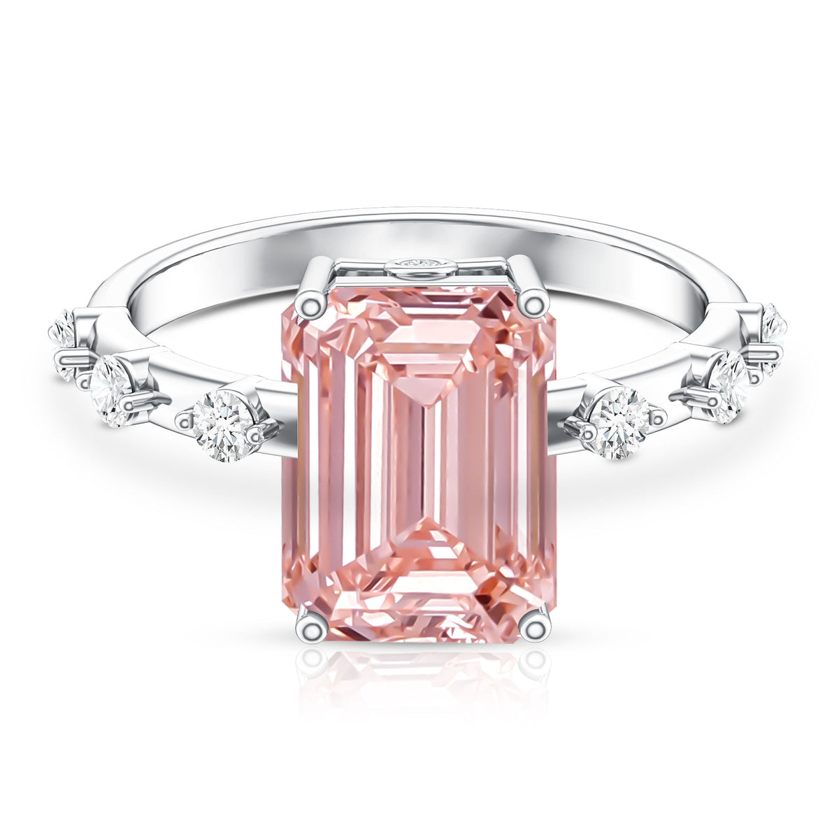 Rosec Jewels-IGI Verified 4 Carat Lab Grown Pink Diamond Emerald Cut Engagement Ring for Women