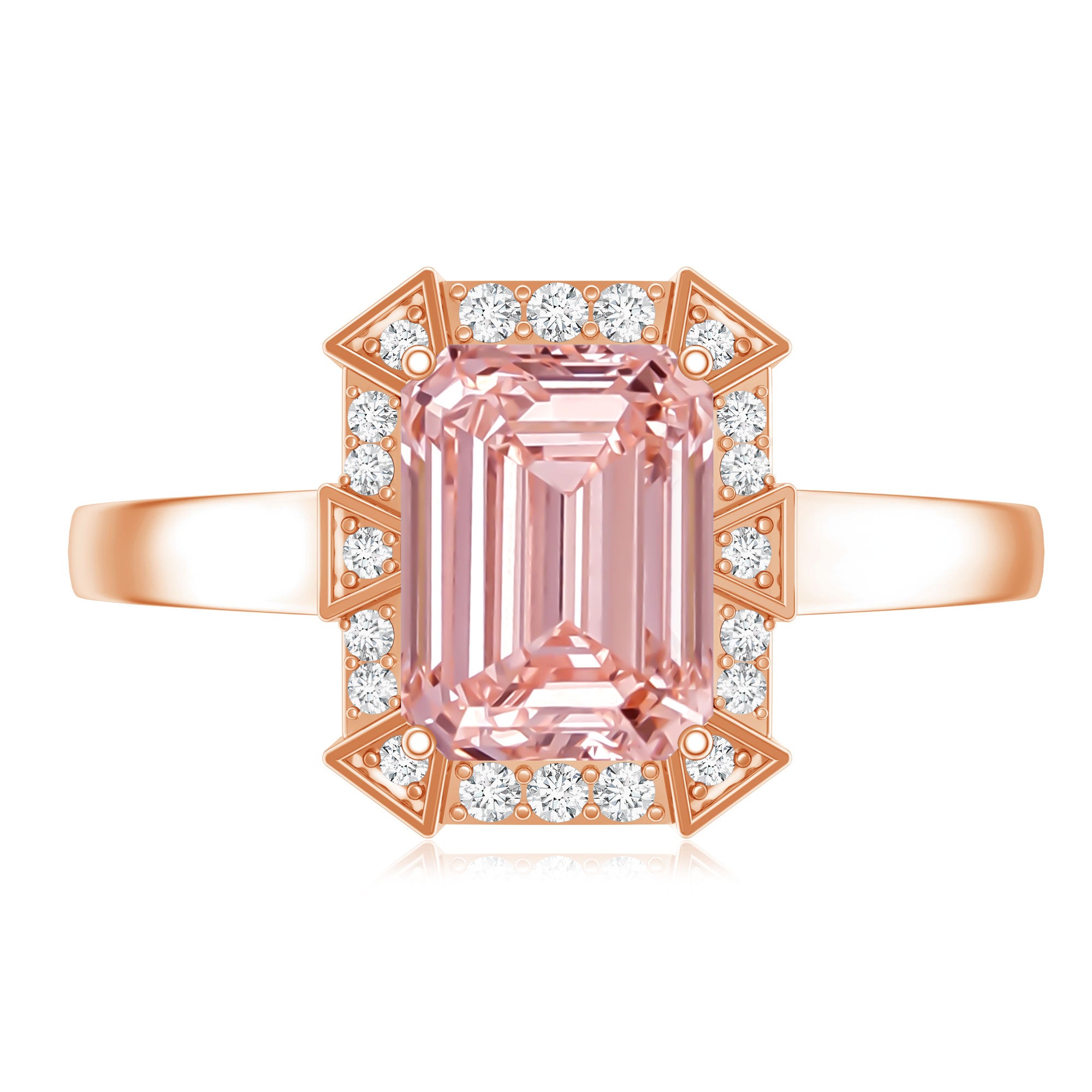 Rosec Jewels-Emerald Cut 2 Carat Lab Grown Pink Diamond Vintage Engagement Ring with IGI Certificate