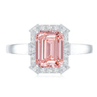 Rosec Jewels-Emerald Cut 2 Carat Lab Grown Pink Diamond Vintage Engagement Ring with IGI Certificate