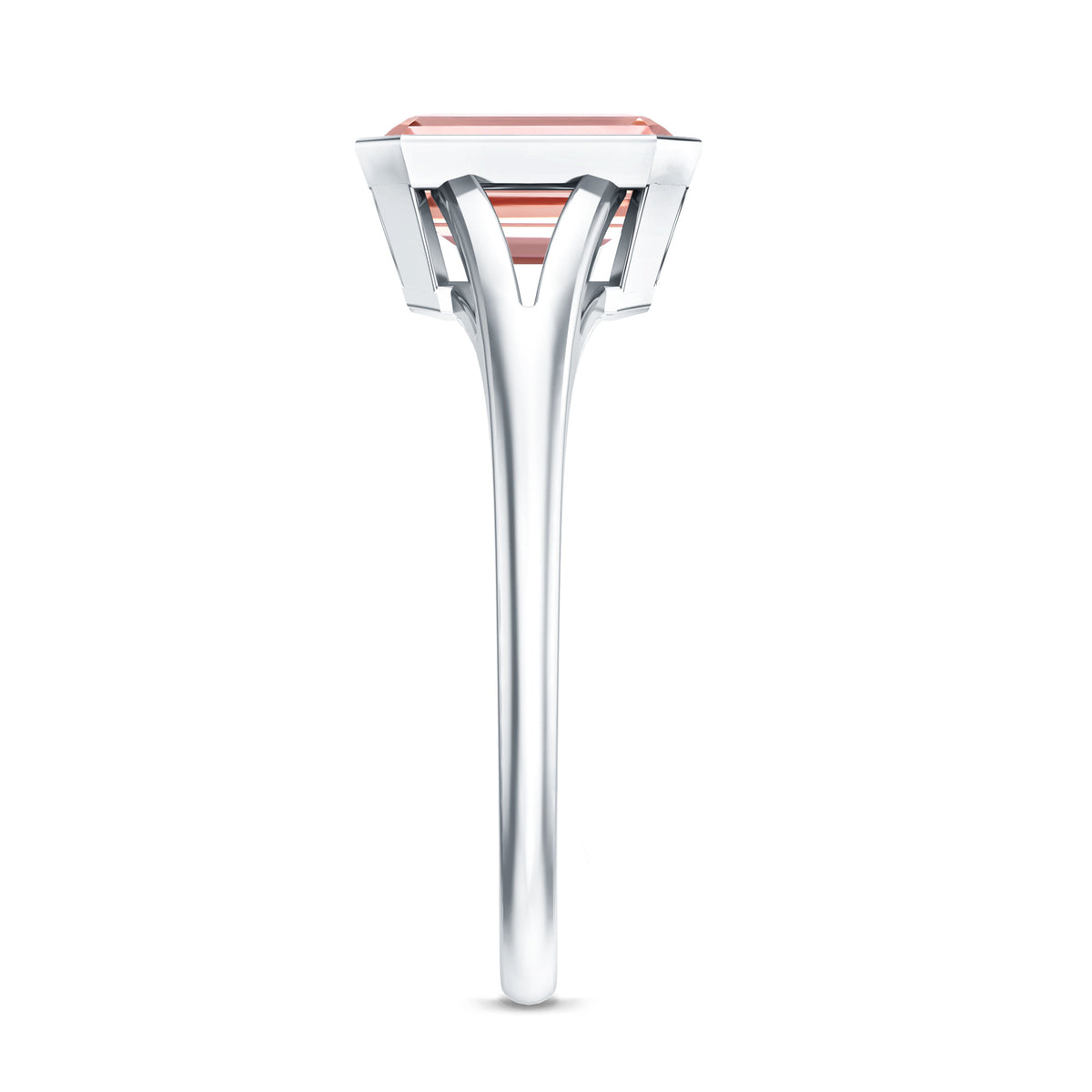 Rosec Jewels-IGI Graded 2 Carat Emerald Cut Split Shank Engagement Ring with Lab Grown Pink Diamond