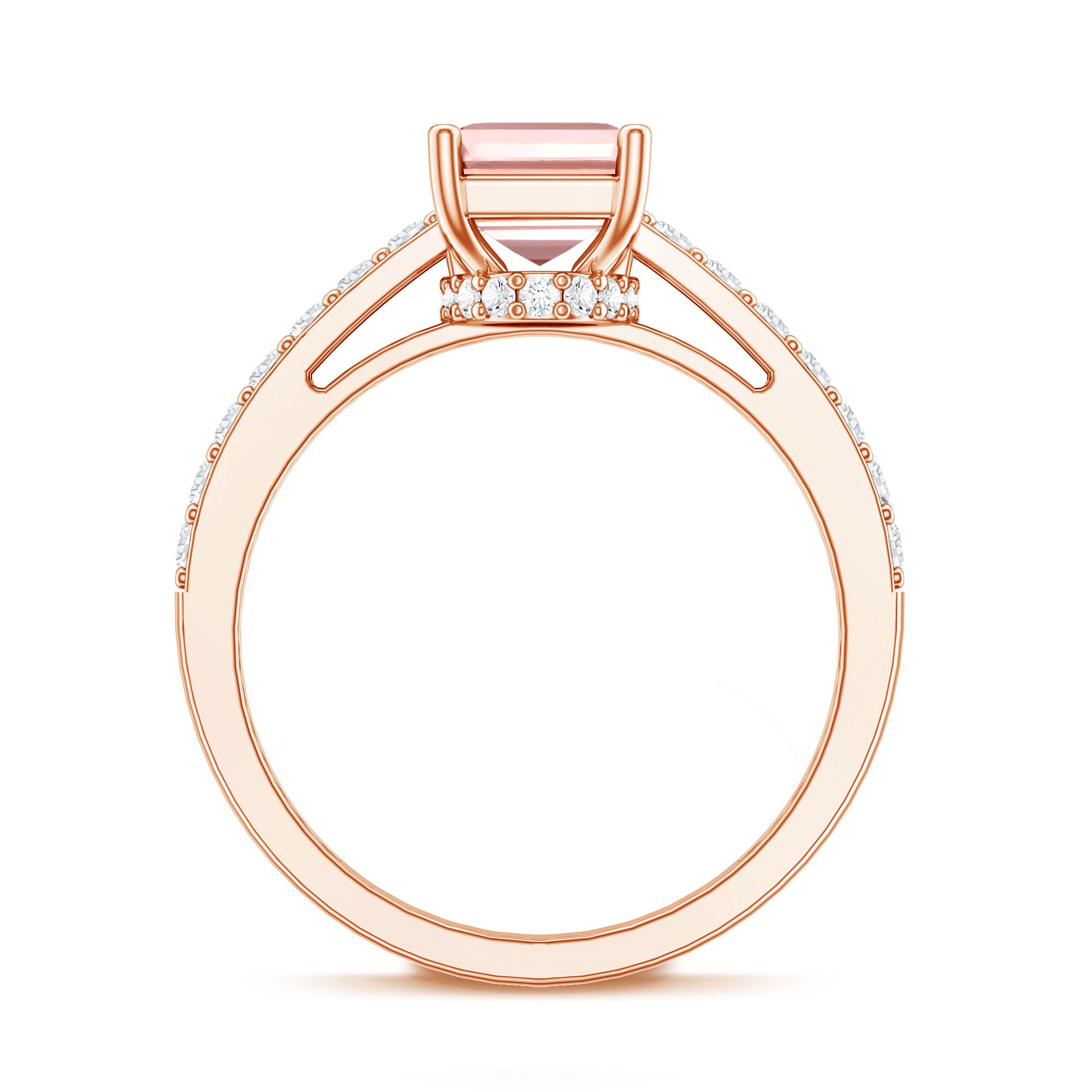 Rosec Jewels-IGI Graded 2 Carat Lab Pink Diamond Emerald Cut Engagement Ring with Hidden Halo