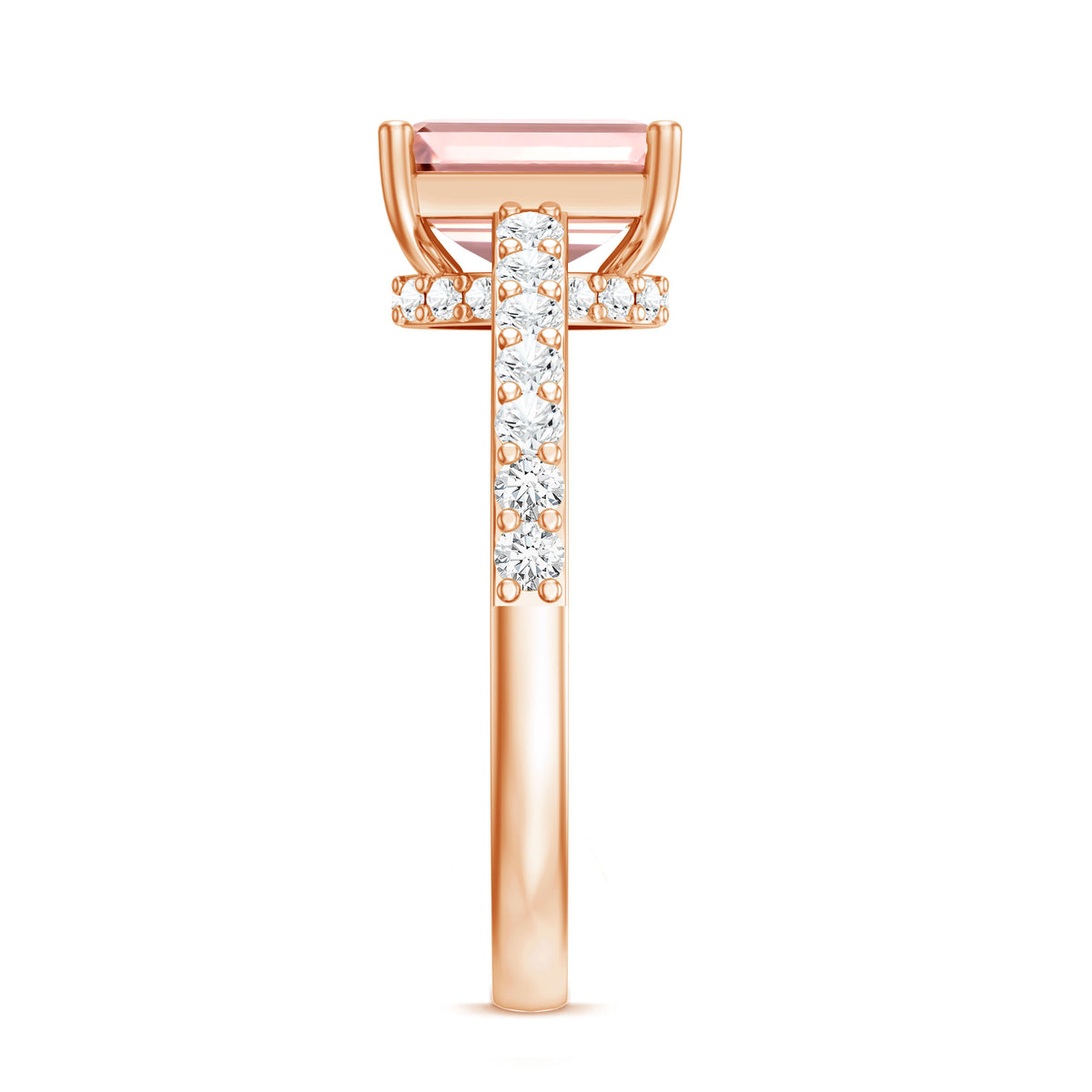 Rosec Jewels-IGI Graded 2 Carat Lab Pink Diamond Emerald Cut Engagement Ring with Hidden Halo