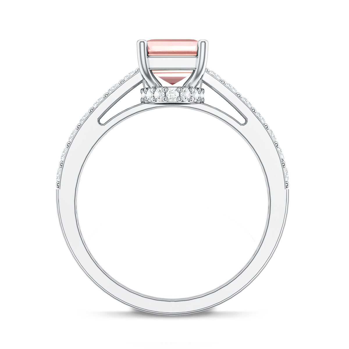 Rosec Jewels-IGI Graded 2 Carat Lab Pink Diamond Emerald Cut Engagement Ring with Hidden Halo