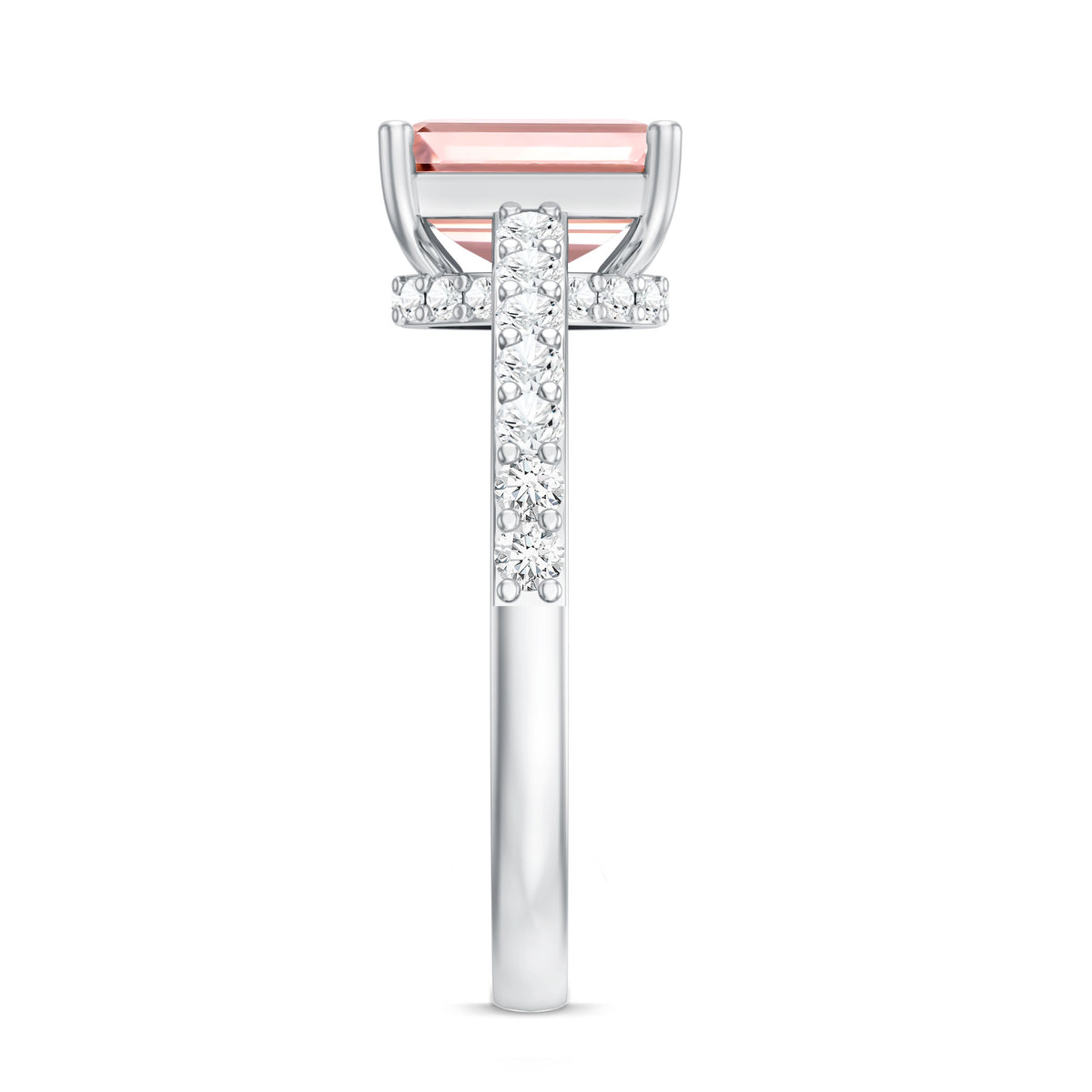 Rosec Jewels-IGI Graded 2 Carat Lab Pink Diamond Emerald Cut Engagement Ring with Hidden Halo