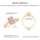 Rosec Jewels-IGI Graded 2 Carat Lab Pink Diamond Emerald Cut Engagement Ring with Hidden Halo