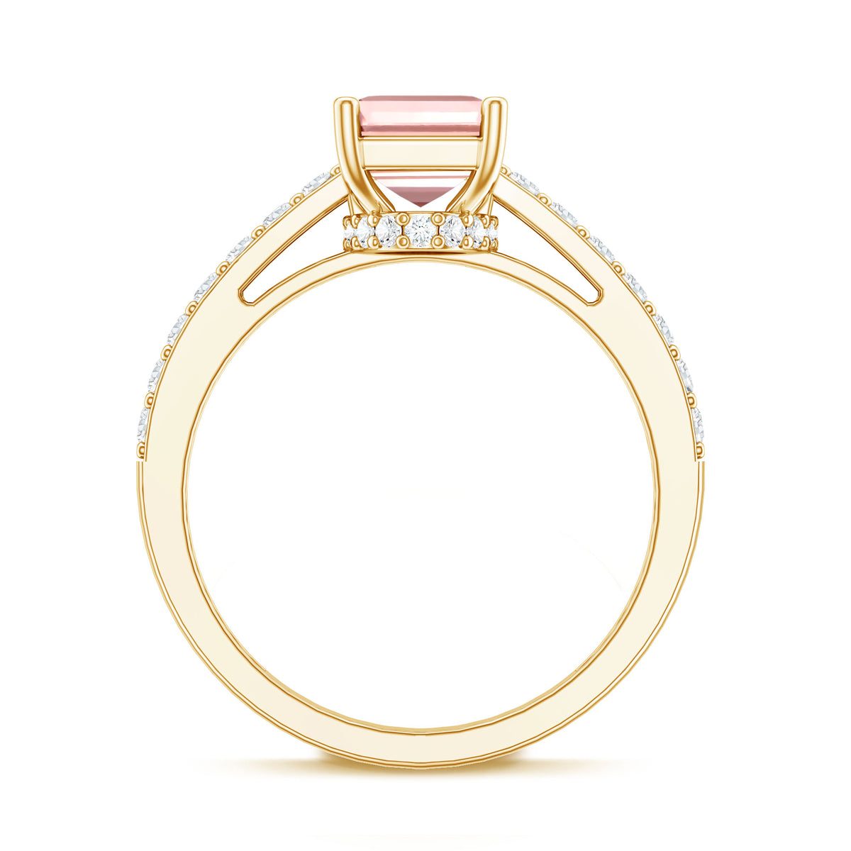 Rosec Jewels-IGI Graded 2 Carat Lab Pink Diamond Emerald Cut Engagement Ring with Hidden Halo