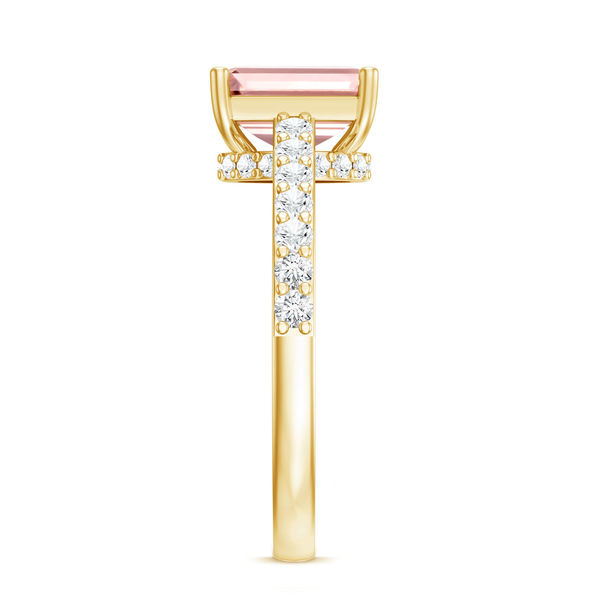 Rosec Jewels-IGI Graded 2 Carat Lab Pink Diamond Emerald Cut Engagement Ring with Hidden Halo