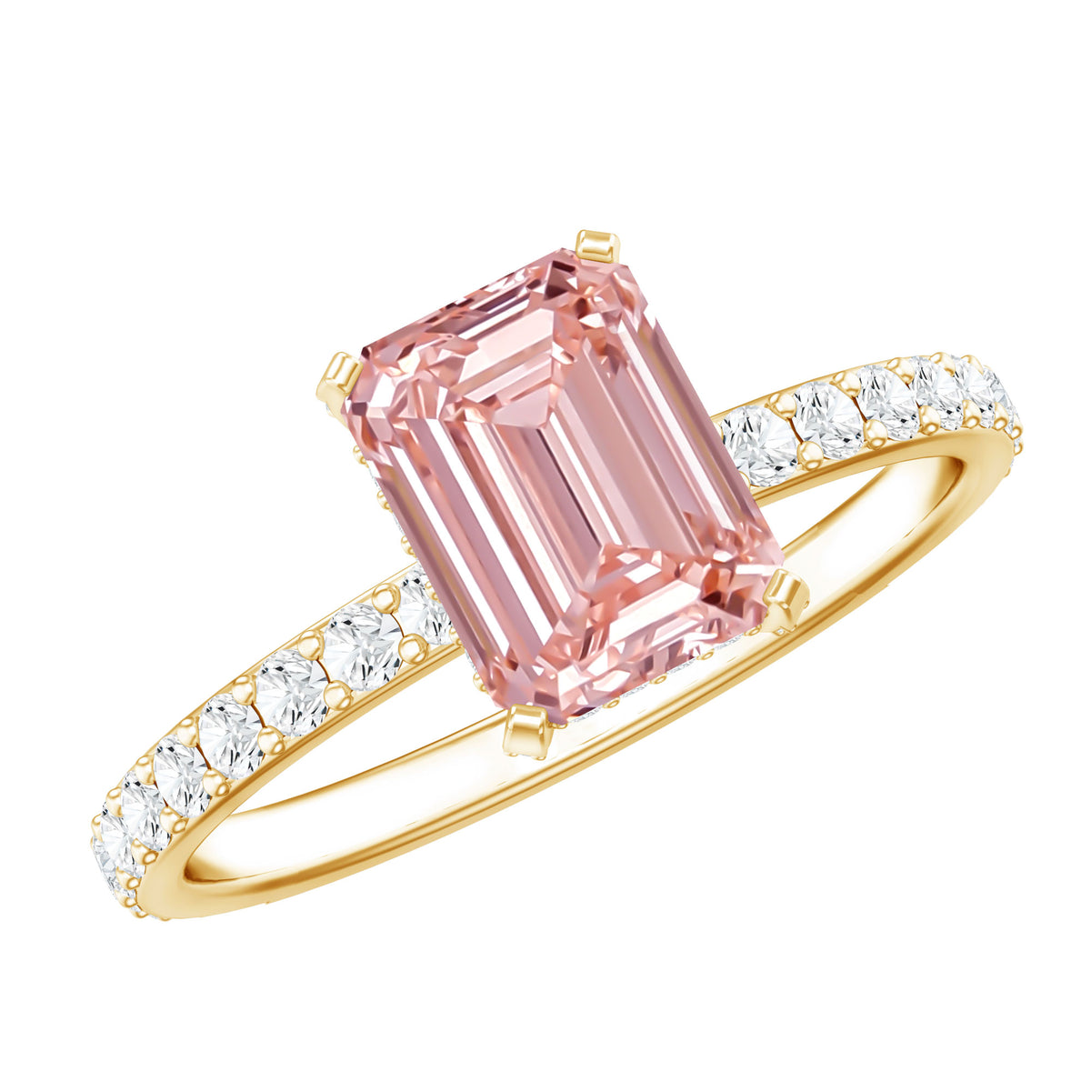 Rosec Jewels-IGI Certified 2 Carat Emerald Cut Lab Pink Diamond Engagement Ring for Her