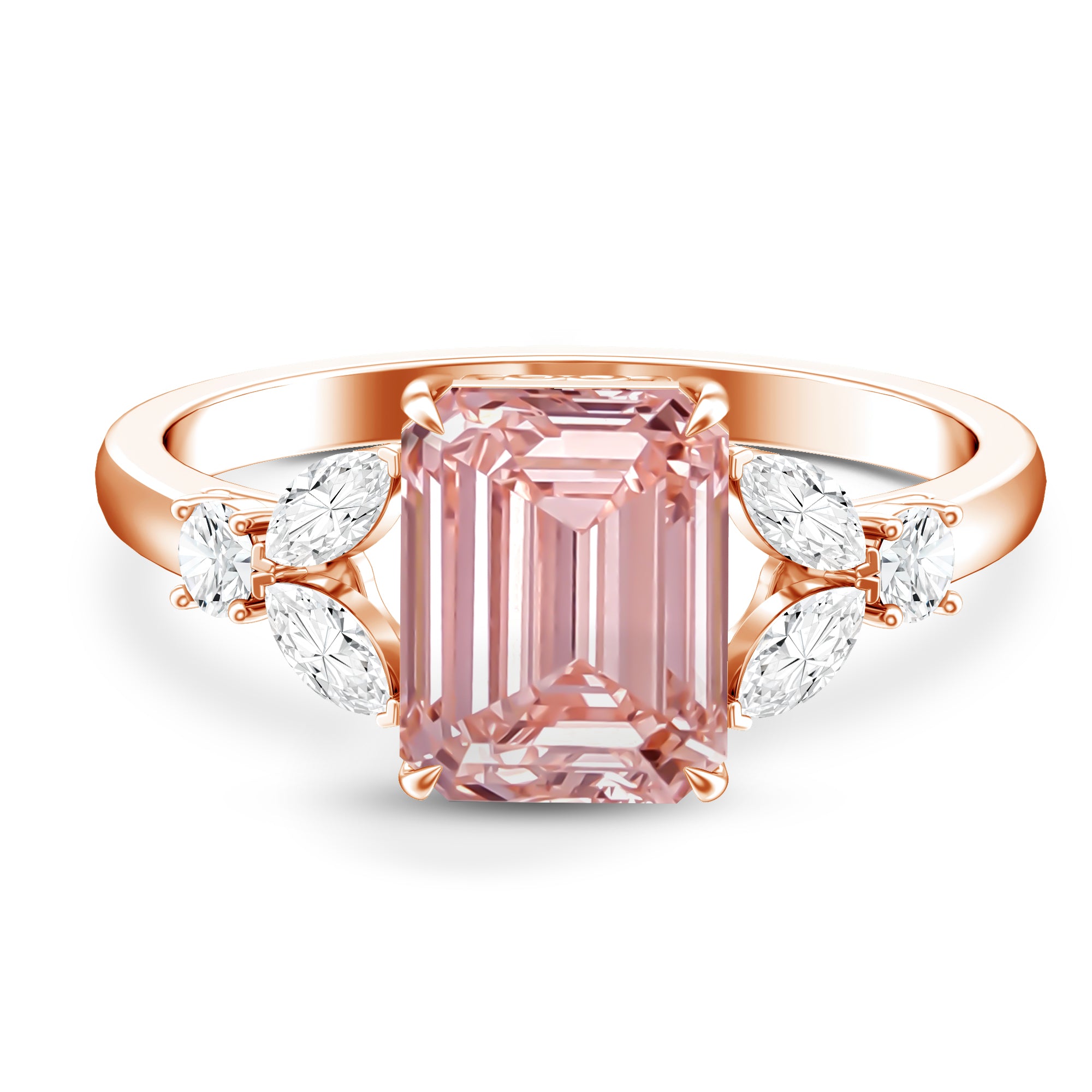 Rosec Jewels-IGI Authenticated 2 Carat Lab Grown Pink Diamond Emerald Cut Engagement Ring