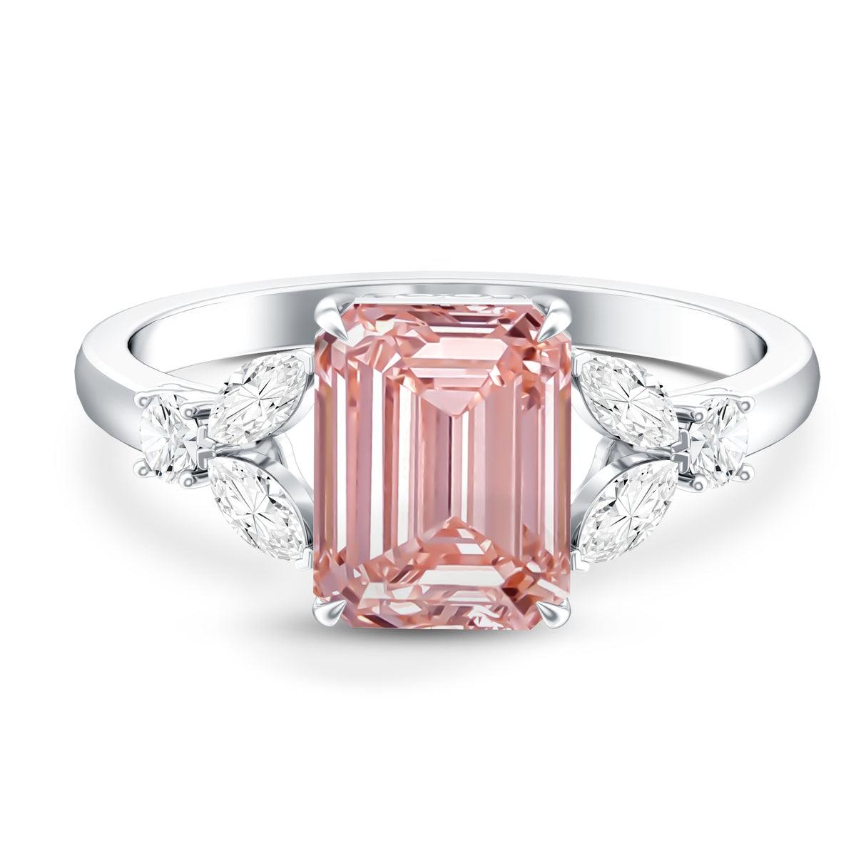 Rosec Jewels-IGI Authenticated 2 Carat Lab Grown Pink Diamond Emerald Cut Engagement Ring