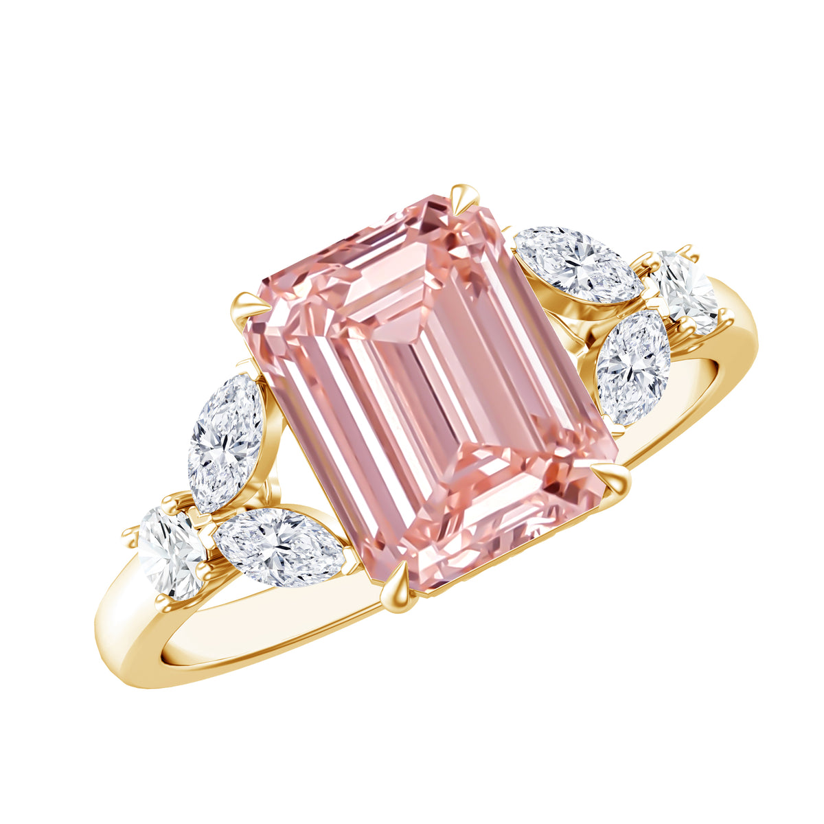 Rosec Jewels-IGI Authenticated 2 Carat Lab Grown Pink Diamond Emerald Cut Engagement Ring