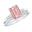 Rosec Jewels-2 Carat Emerald Cut Lab Pink Diamond Engagement Ring Set with IGI Certificate