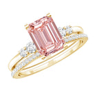 Rosec Jewels-2 Carat Emerald Cut Lab Pink Diamond Engagement Ring Set with IGI Certificate