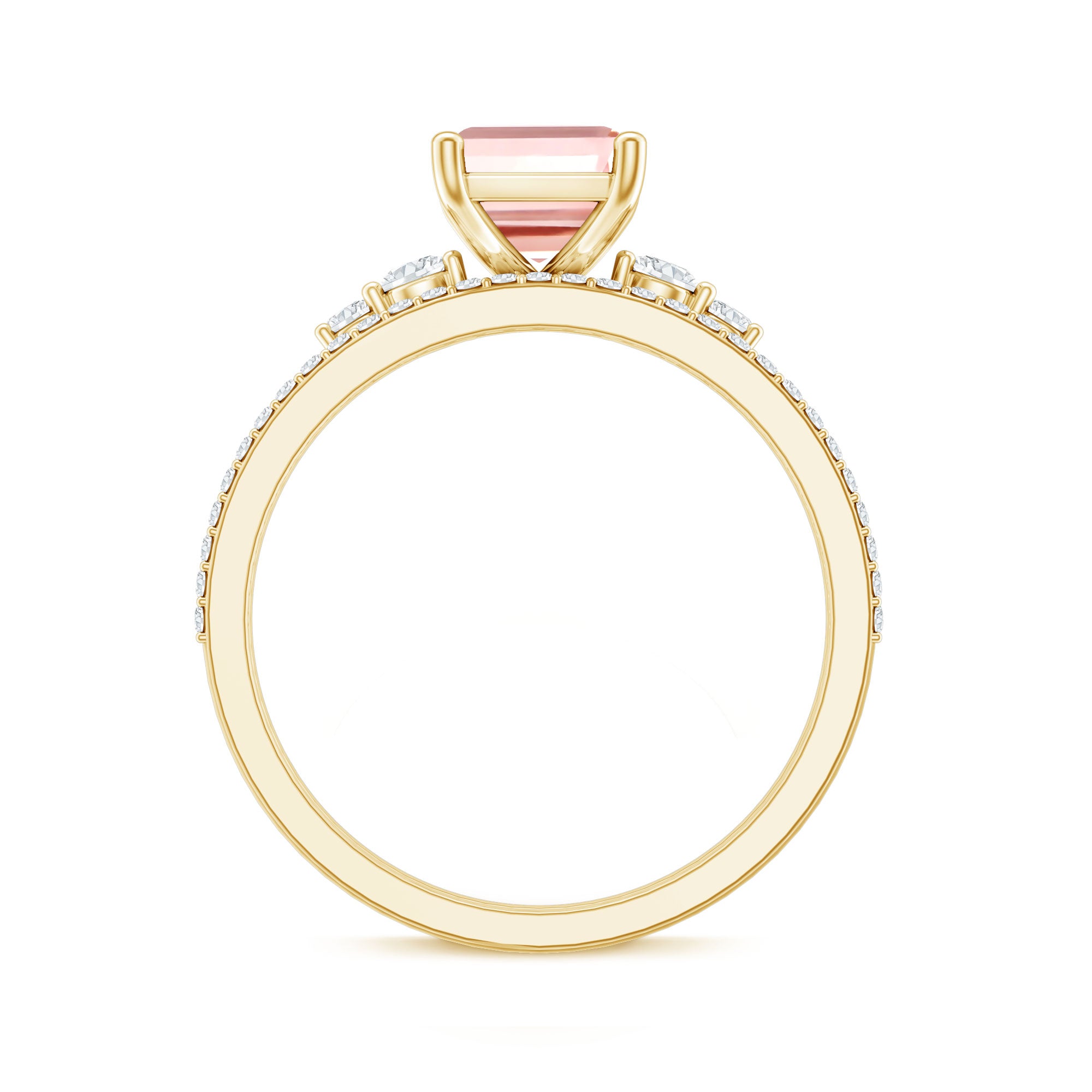 Rosec Jewels-2 Carat Emerald Cut Lab Pink Diamond Engagement Ring Set with IGI Certificate