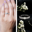 Round Cut Moissanite Engagement Ring with Eternity Band D-VS1 - Rosec Jewels