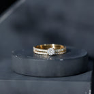 Round Cut Moissanite Engagement Ring with Eternity Band D-VS1 - Rosec Jewels