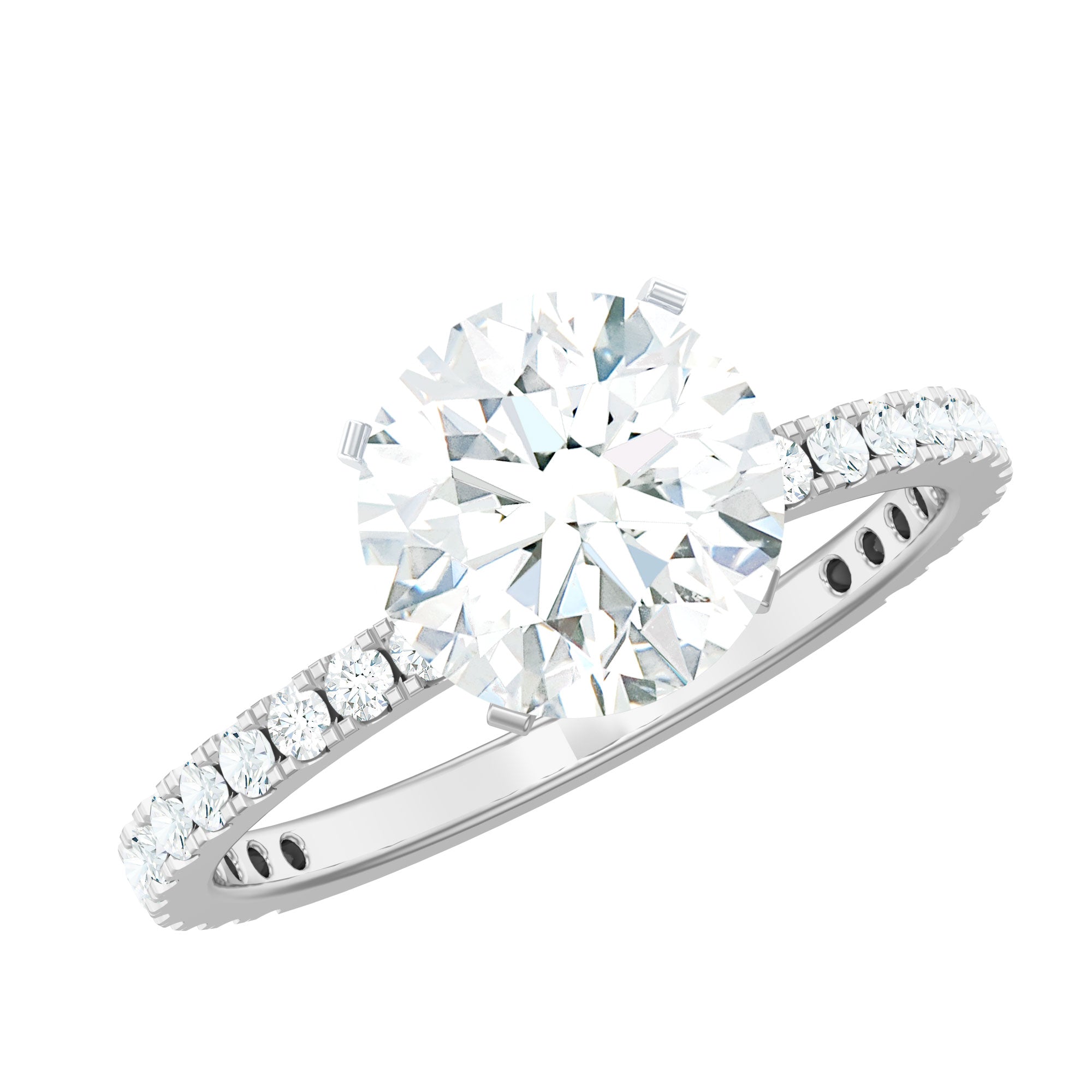 Rosec Jewels-Certified 8 mm Moissanite Solitaire Engagement Ring in Silver