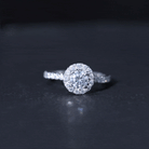 Halo Engagement Ring with Round Certified Moissanite Moissanite - ( D-VS1 ) - Color and Clarity - Rosec Jewels