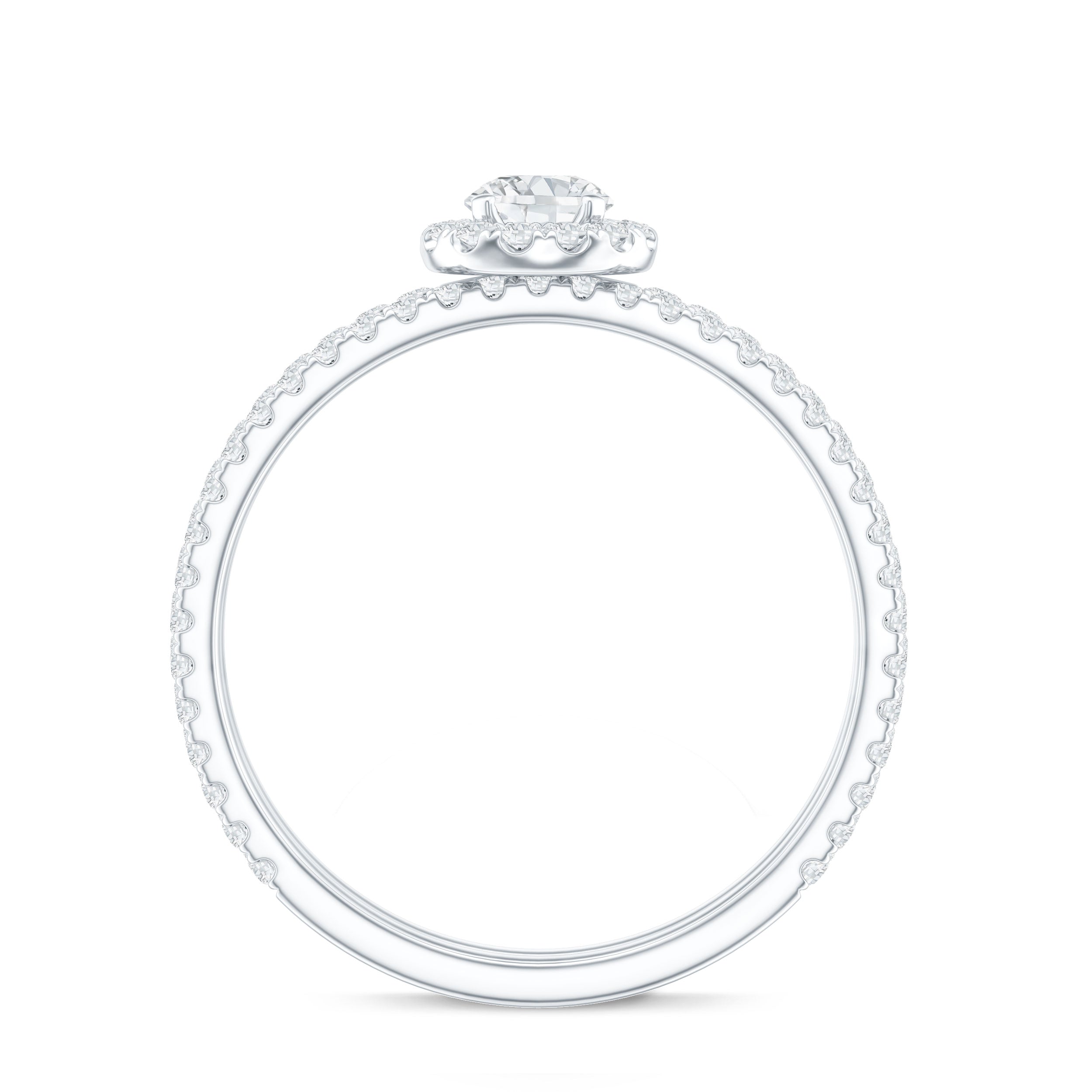 Certified Moissanite Halo Bridal Ring Set D-VS1 - Rosec Jewels