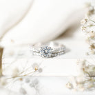 4 CT Moissanite Solitaire Engagement Ring Set With Eternity Band D-VS1 - Rosec Jewels
